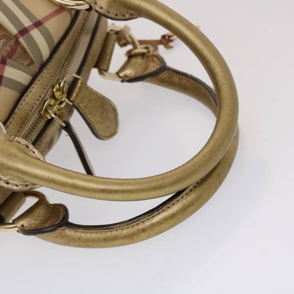 BURBERRY Nova Check Hand Bag PVC Leather Beige Auth yk7516 - Picture 7 of 16